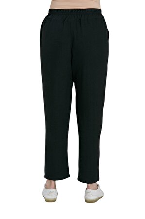 Fierte Kadın Büyük Beden Pantolon Rg1610 Kumaş Elastik Yüksek Bel Bol Paça Siyah