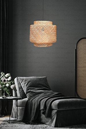 Sinnerlig Bambu Avize 40cm- İskandinav, Modern, Bohem, Rattan Avize, Aydınlatma