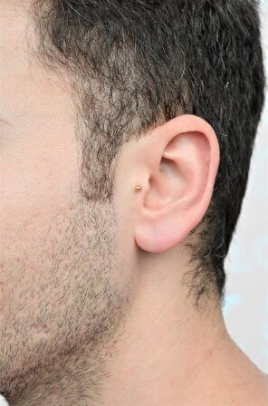 Erkek Çelik Piercing Tragus Helix Kıkırdak 6 mm Gold