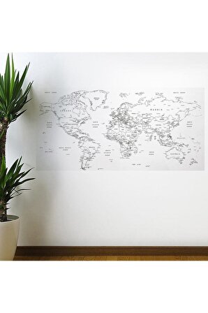 Dünya Ve Türkiye Haritası Manyetik Duvar Stickerı 110 X 56 Cm