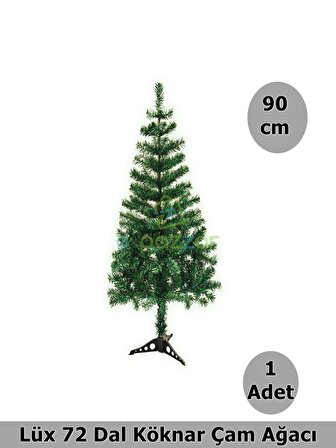 Lüks 90 Cm 72 Dal Christmas Noel Yılbaşı Süsleme Köknar Çam Ağacı Demonte Pvc Ayaklı
