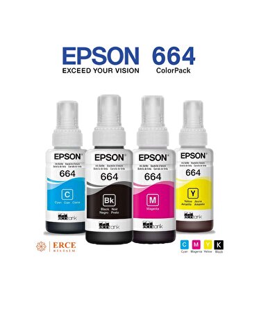 Epson 664 C13T66464A L3060 4 Renk Şişe Mürekkep Takımı
