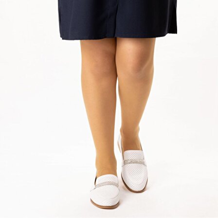 TwoEgoist Kadın Hakiki Deri Günlük Şık Tokalı Klasik  Babet Loafer Ayakkabı