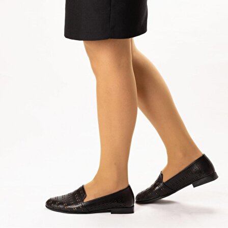 TwoEgoist Kadın Hakiki Deri Günlük Şık Klasik Loafer Babet Ayakkabı