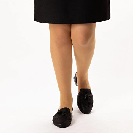 TwoEgoist Kadın Simli Hakiki Deri Günlük Rahat Loafer - Babet Ayakkabı