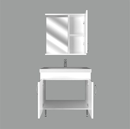 Ert Concept Star Kare Banyo Dolabı 65 cm Ayaklı Beyaz
