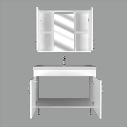 Ert Concept Star Kare Banyo Dolabı 80 cm Ayaklı Beyaz
