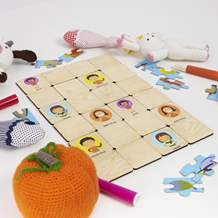 Montessori Ahşap Hafıza Kartıları Eşleştirme Oyunu (Duygu Durumları)
