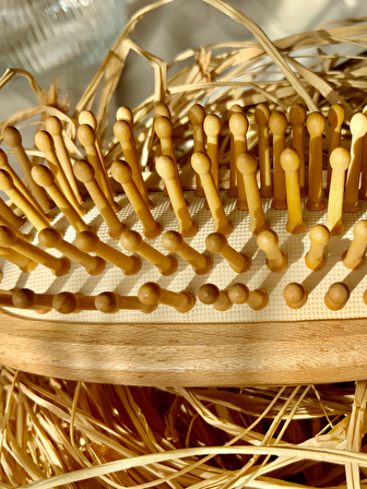 Ahşap Saç Fırçası Bambu Dişli Çanta Boyu Tarak 21 cm |