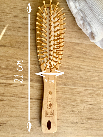 Ahşap Saç Fırçası Bambu Dişli Çanta Boyu Tarak 21 cm |