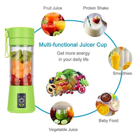 Portable Şarjlı Portatif Taşınabilir El Blenderi Meyve Sıkacağı Mama Karıştırıcı Smoothie Milkshake