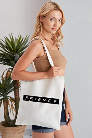 Friends Model Baskılı Günlük Kullanım Özel Baskı Bez Omuz Çantası Hediyelik Tote Bag