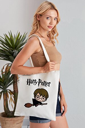 Harry Potter Model Baskılı Günlük Kullanım Özel Baskı Bez Omuz Çantası Hediyelik Tote Bag
