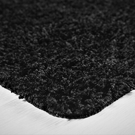 Siyah Soft Shaggy Yumuşak Kaymaz Tabanlı DAİRE Yıkanabilir Halı 100x100