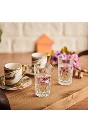 Lav odin kahve yanı su bardağı -6 lı kahve yanı su bardak kristal görünüm