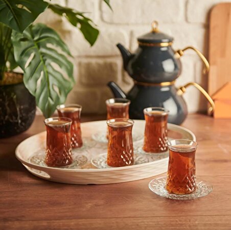 Lav odin çay seti çay takımı - 12 parça çay bardağı takımı tabağı 6 kişilik