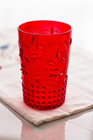 Akrilik Kırmızı Tekli Kısa Bardak   Su Meşrubat Kahve Yanı Bardağı 400 ml ( Cam Değildir )