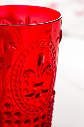 Akrilik Kırmızı Tekli Kısa Bardak   Su Meşrubat Kahve Yanı Bardağı 400 ml ( Cam Değildir )