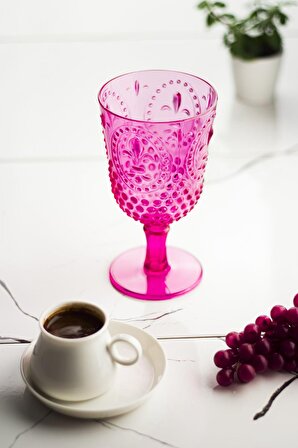 Akrilik Pembe Tekli Kadeh   Su Meşrubat Kahve Yanı Bardağı 450 ml ( Cam Değildir )