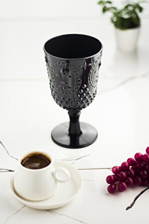 Akrilik Siyah Tekli Kadeh   Su Meşrubat Kahve Yanı Bardağı 450 ml ( Cam Değildir )