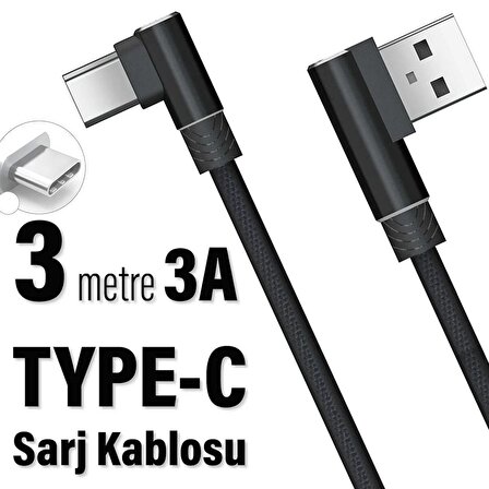 3 Metre Oyuncu Şarj Kablosu Type-C 3A 3m USB - TYPE C