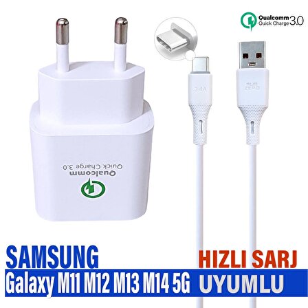 Samsung Galaxy M11 M12 M13 M14 5G Şarj Aleti HIZLI Şarj Adaptör ve Type-C Kablo