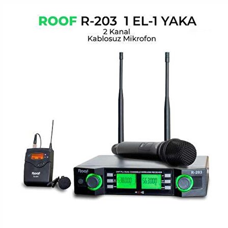 ROOF R-203 UHF TELSİZ 1 EL+ 1 YAKA MİKROFON