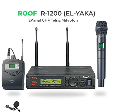 ROOF R-1200 UHF TELSİZ 1EL + 1 YAKA MİKROFON