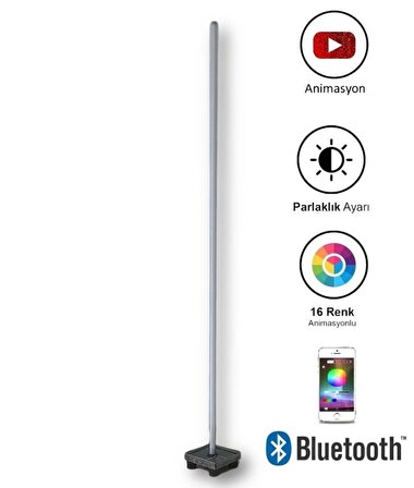 RGB Led Lambader 100cm. Bluetooth Kontrollü
