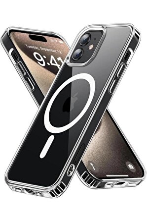 Iphone 11 Kılıf Magsafe Wireless Kablosuz Şarj Destekli Sert Silikon Şeffaf Kapak