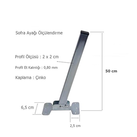 Masa Sehpa Sofra Ayağı Metal Katlanır Ayak 50 cm 