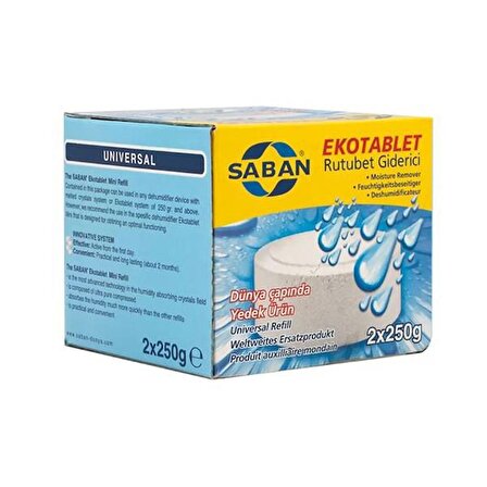 Saban Nem Rutubet Alıcı Yedek Tablet 2 Adet 250 gr Naturel