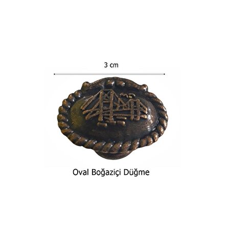 Boğaziçi Oval Düğme Tek Vidalı Eskitme Antik Bakır Mobilya Kulp 