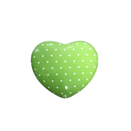 Tomurcuk Porselen Çocuk Odası Yeşil Kalp Düğme Mobilya Kulp
