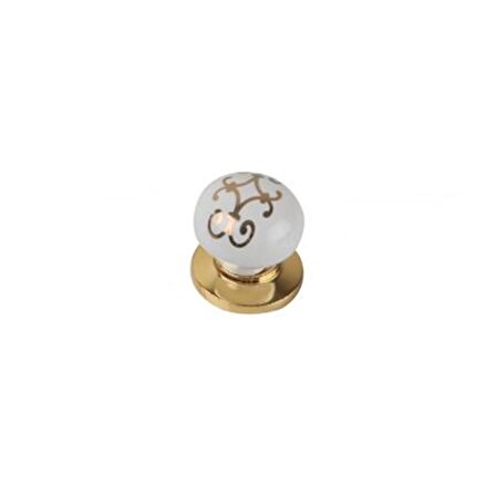 Tomurcuk Porselen Düğme Mobilya Kulp Altın Yaldız Desen Altın