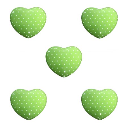 5 Adet Tomurcuk Porselen Çocuk Odası Yeşil Kalp Mobilya Kulp 
