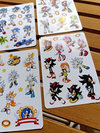 Kirpi Sonic Sticker Etiket Seti 4 sayfa a6 Boy