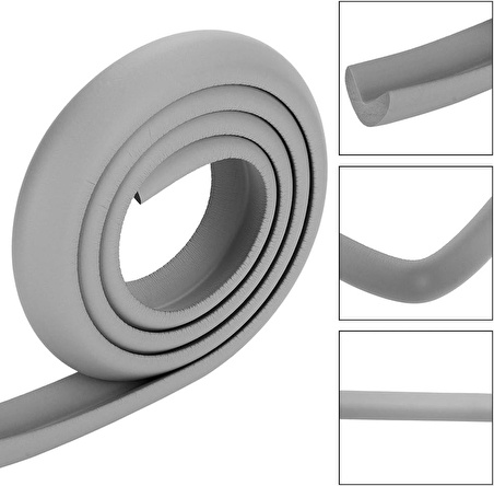 Gri 2 metre + 4lü Köşelik Kauçuk Bebek Çocuk Masa Sehpa Ünite Sarmal Köşe Darbe Koruyucu 