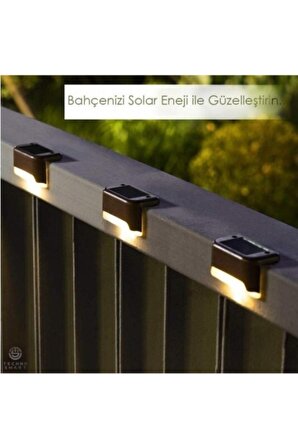 8li Solar Güneş Enerjili Köşebent Merdiven Veranda Bahçe Led Lamba 8 Lü Set