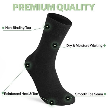 Vegan Ve Organik Bambu Unisex Soket Siyah Çorap 6'lı