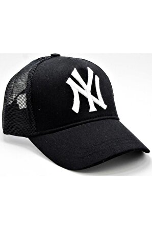 Fileli New York Yankees Nakışlı Şapka Siyah Beyaz Ny Şapka