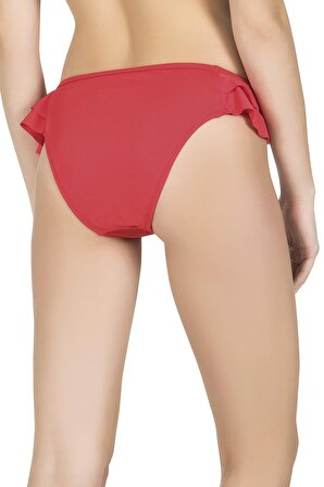 Endeep Kadın Fırfırlı Kırmızı Bikini Altı