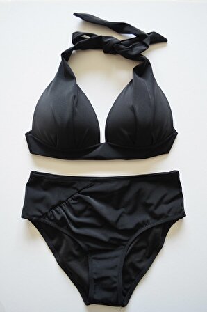 Beria Kadın Yarım Dolgulu Siyah Yüksek Bel Bikini Takımı