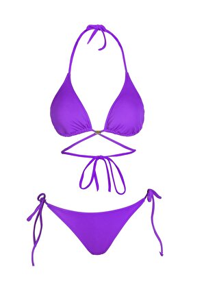 Beria Kadın Çapraz Bağlama Detaylı Üçgen İpli Mor Bikini Takımı