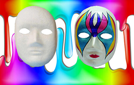 Boyanabilir Boyama Maskesi ( Erkek ) Kağıt Karton Maske - 5 Adet