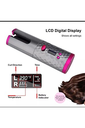 Taşınabilir Lcd Şarjlı Otomatik Saç Bukle Maşası 200°