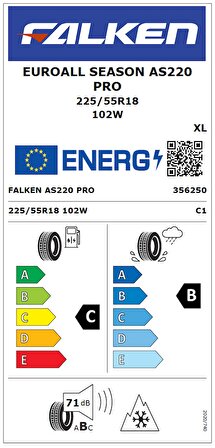 Falken 225/55 R18 102W XL EuroAll Season AS220 PRO Dört Mevsim Üretim 2023