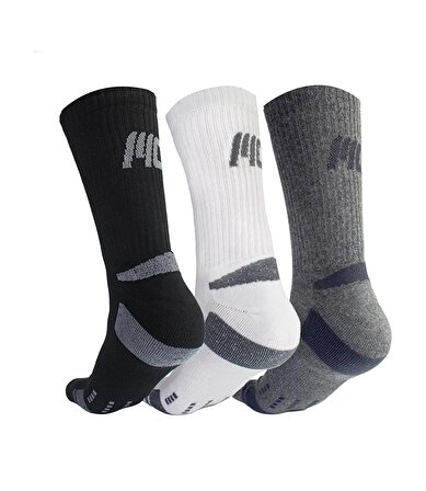 MuscleCloth Stay Fresh Uzun Çorap 3'Lü Paket Gri Beyaz Siyah 