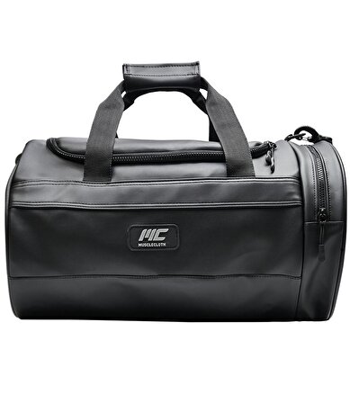 MuscleCloth Elite Duffel Bag Silindir Spor Çanta Siyah