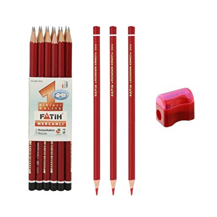 Fatih 12 Li Kurşun Kalem+ 3 Kırmızı Kalem+ Kalemtıraş